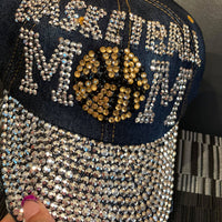 Bling Basketball Mom Rhinestone Ladies Cadet Cap Distressed Hat