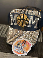 
              Bling Basketball Mom Rhinestone Ladies Cadet Cap Distressed Hat
            