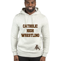 Catholic High Wrestling with JCA logo on the sleeve