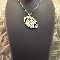 Football Mom Engraved Charm & Chain
