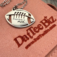 Football Mom Engraved Charm & Chain