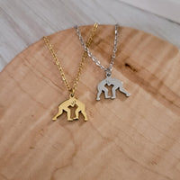 
              Wrestler Engraved Charm & Chain
            