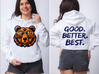 
              Good Better Best Bears Hoodie with Orange Design
            