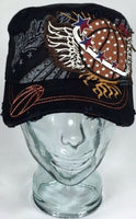 
              Bling Basketball Sport Wings Ladies Cadet Cap Distressed Hat
            