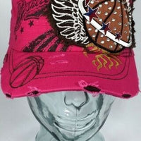 Bling Basketball Sport Wings Ladies Cadet Cap Distressed Hat
